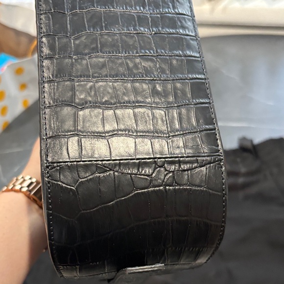 DeMellier the large Tokyo Black Croc Elegant Black Croc Shoulder Bag - Picture 3 of 8